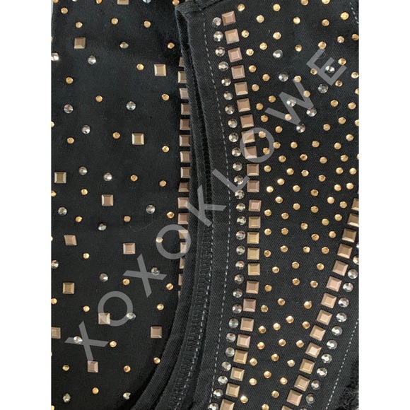 POL Rhinestone Studded Sleeveless Midi Cardigan with Pointed Hem - Picture 2 of 16